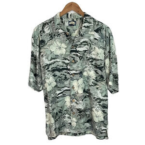 BF835 Mens Tommy Bahama Floral Hawaiian Print Casual Rayon Button Down Shirt M